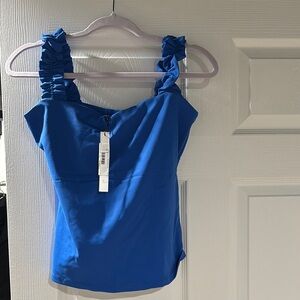 Elegant Blue Ruffle Strap Camisole